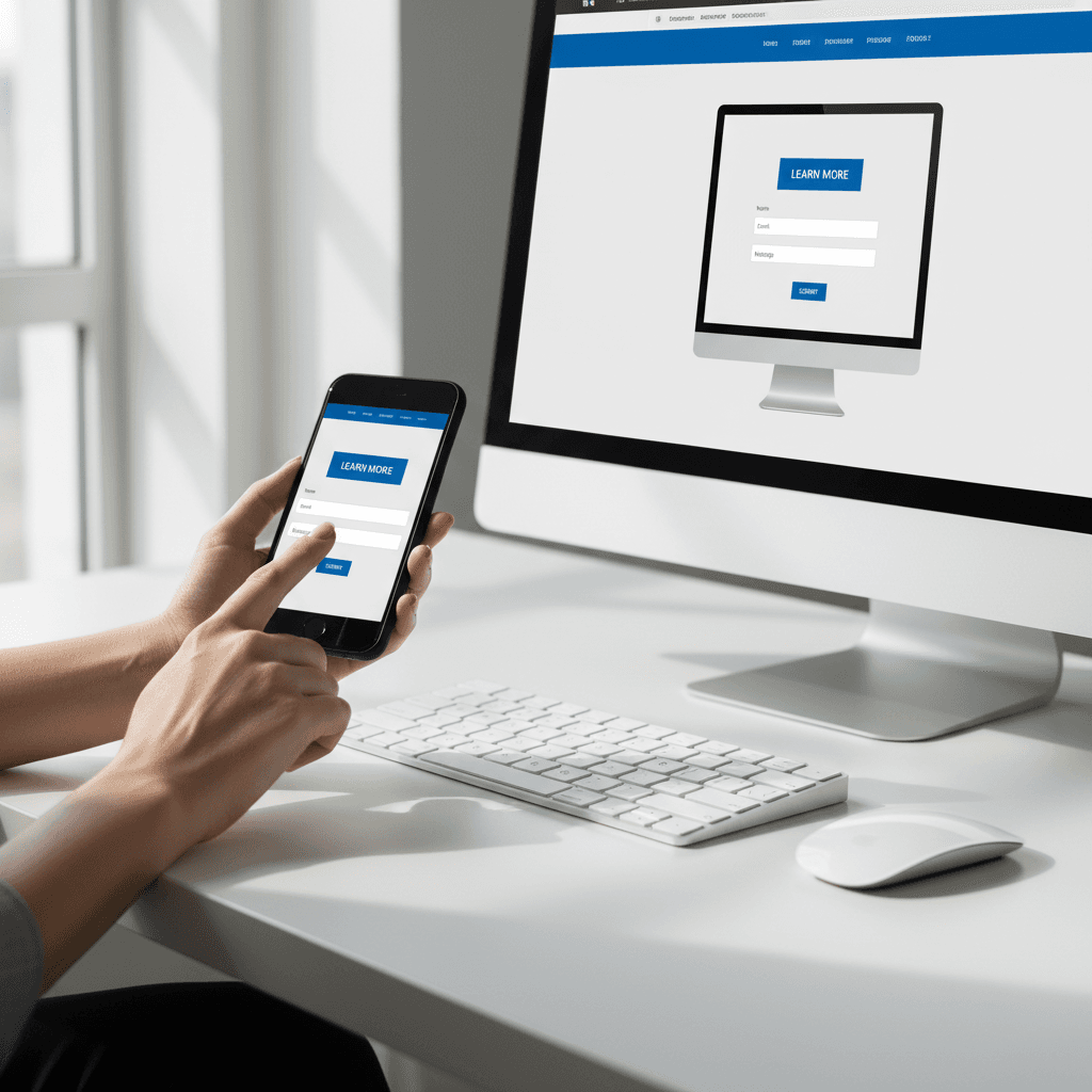Hand tapping a call-to-action button on a website