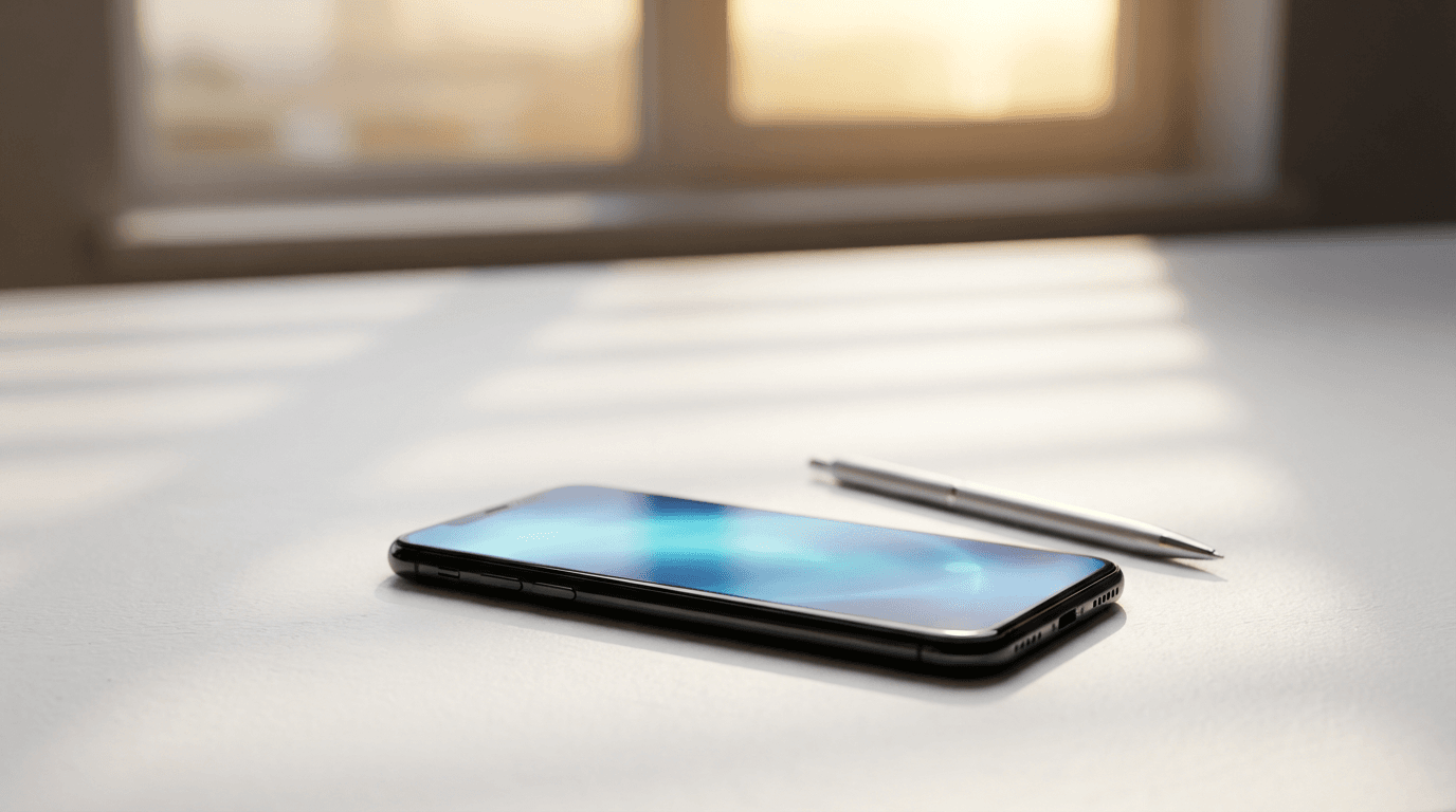 Smartphone displaying a website with smooth animations